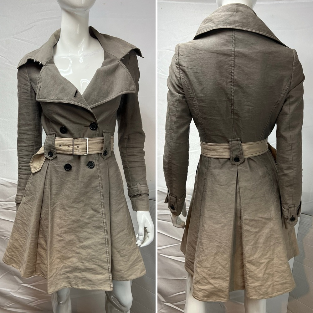 Karen Millen Women’s US Size 4 Ombre Belted Pleated Double Breasted Trench Coat